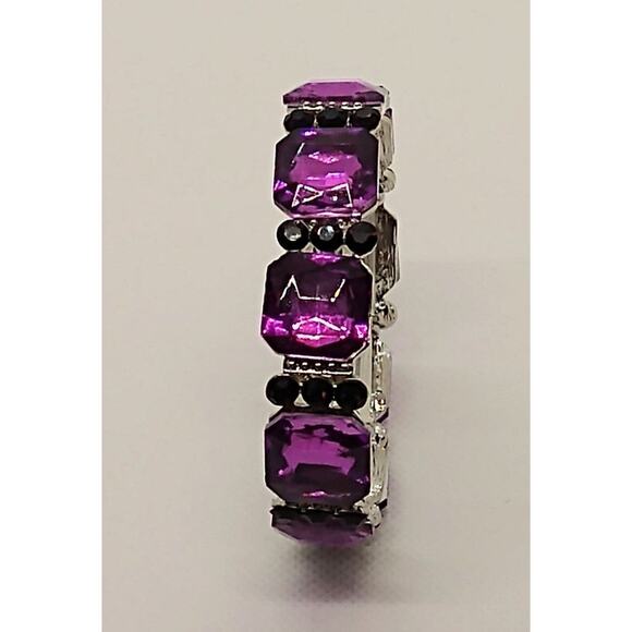 Stretch fuchsia rhinestone bracelet - Picture 3 of 6